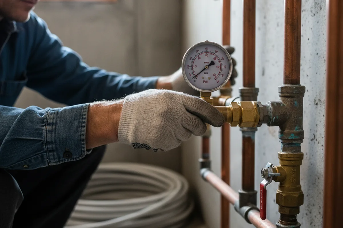 Pressure testing a repaired line during Water Line Repair in Skippack